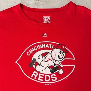 Majestic Cincinnati Reds Retro Logo Shirt Mens 6XL Cooperstown Collection MLB